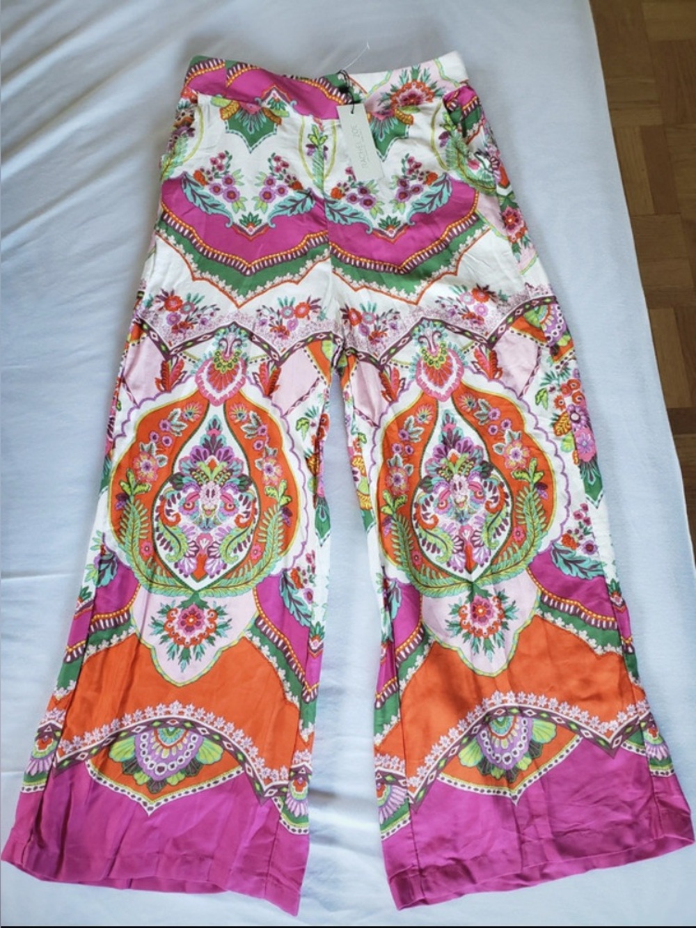 NWT RAYCHEL ZOE PALLAZZO BOHO PANTS PINK ORAGE MEDIUM